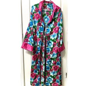 Vtg Victoria’s Secret Gold Label Maxi Robe Kimono Floral Boho NO BELT Size M/L